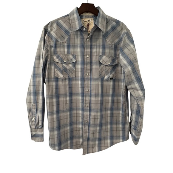 Men's Coastal Blue Plaid Wester Shirt - Picture 1 of 9